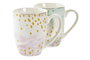 DKD Home Decor Mug Porcelana Rosa Verde Menta Blanco 380ml Apto Microondas Lavavajillas 8.5 x 9.5 x 12 cm (12 Unidades)