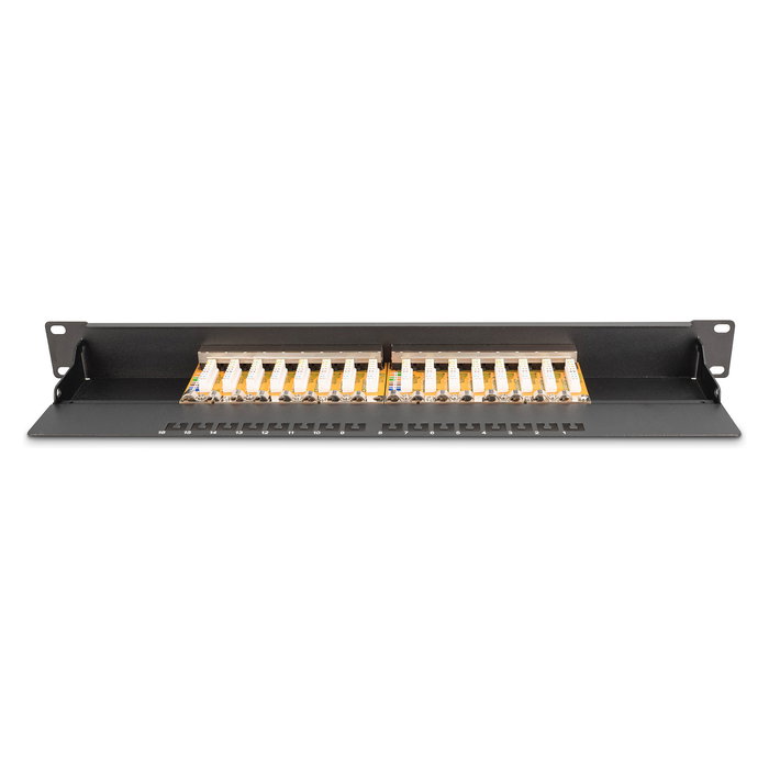 DIGITUS Patchpanel 1HE 16-Port Cat6 IEEE 802.3af IEEE 802.3at RJ-45 Oro 26/22 30 N Montaje en Bastidor Negro DIGITUS Patchpanel 1HE 16-Port Cat6 IEEE 802.3af IEEE 802.3at RJ-45 Oro 26/22 30 N Montaje en Bastidor Negro