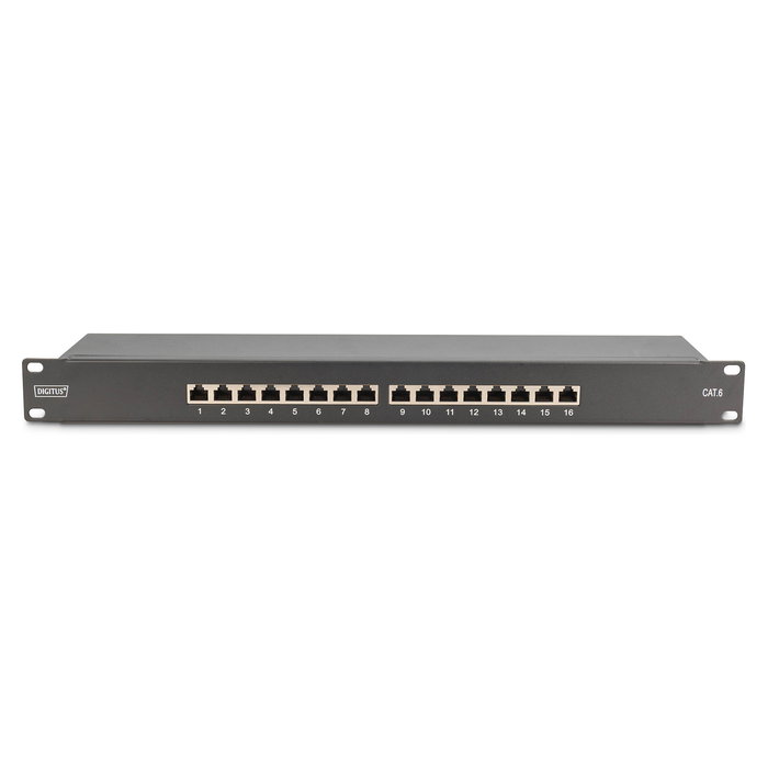 DIGITUS Patchpanel 1HE 16-Port Cat6 IEEE 802.3af IEEE 802.3at RJ-45 Oro 26/22 30 N Montaje en Bastidor Negro DIGITUS Patchpanel 1HE 16-Port Cat6 IEEE 802.3af IEEE 802.3at RJ-45 Oro 26/22 30 N Montaje en Bastidor Negro