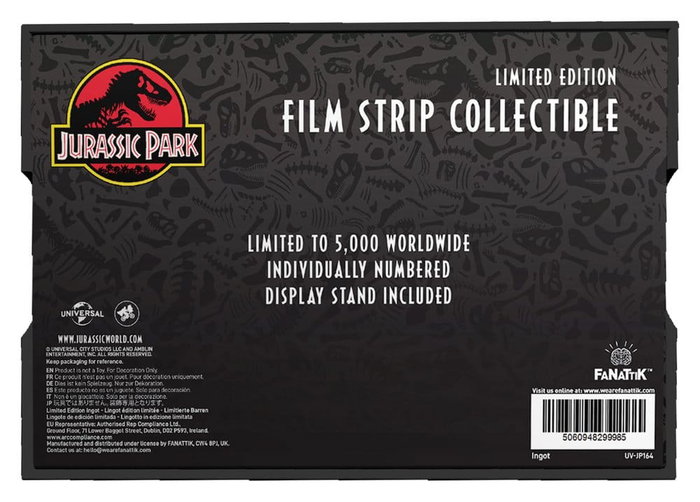 FaNaTtik Jurassic Park Lingote Metal Film Strip Collectible 12 cm