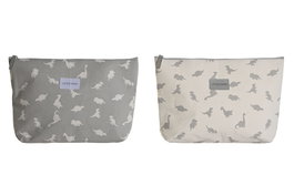 DKD Home Decor Neceser Baby Dinos 23 Blanco Gris Canvas Algodon 8 x 21 x 33 cm (2 Unidades)