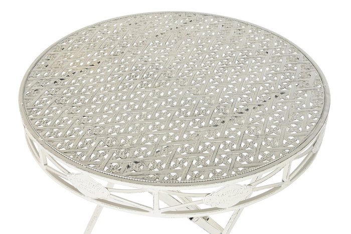 DKD Home Decor Mesa Redonda de Comedor Plegable en Metal Blanco