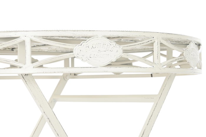 DKD Home Decor Mesa Redonda de Comedor Plegable en Metal Blanco