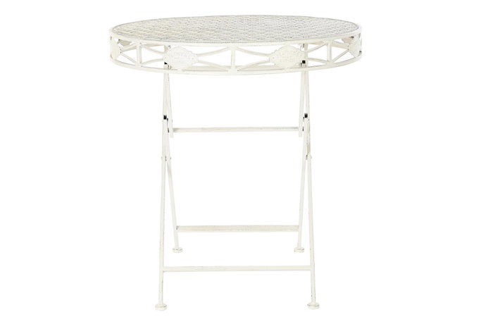 DKD Home Decor Mesa Redonda de Comedor Plegable en Metal Blanco