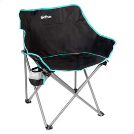 Aktive Silla plegable camping con posavasos negra