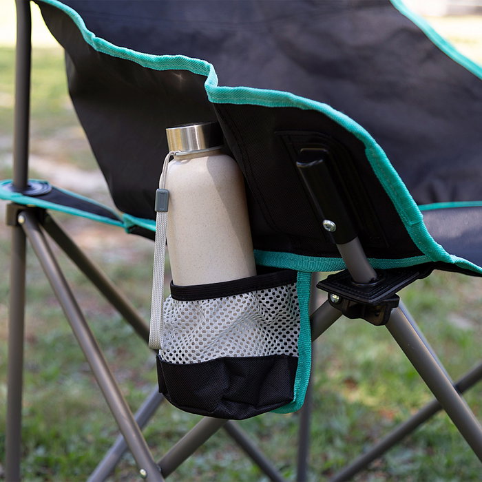 Aktive Silla plegable camping con posavasos negra Aktive Silla plegable camping con posavasos negra