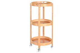 DKD Home Decor Camarera Bambú Inox 3 Estantes Ruedas Mueble Bar Natural 44 x 90 x 44 cm