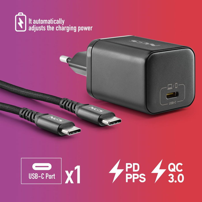 NGS Cargador GaN 65W para ASUS con Cable USB-C 1,5 m y 8 Conectores NGS Cargador GaN 65W para ASUS con Cable USB-C 1,5 m y 8 Conectores