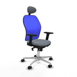 PIQUERAS Y CRESPO Silla de oficina Jorquera con mecanismo Sincro, Tela Gris y Malla Azul