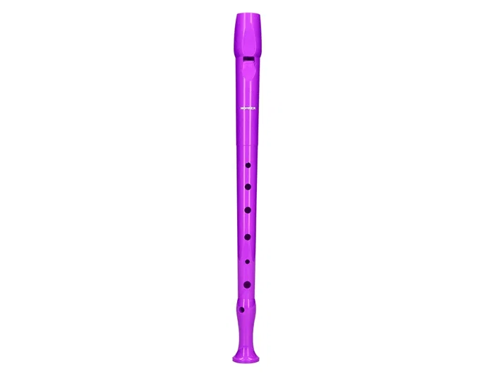 Hohner Flauta Dulce 9508 Soprano Do Violeta con Funda Verde y Transparente para Educación Musical