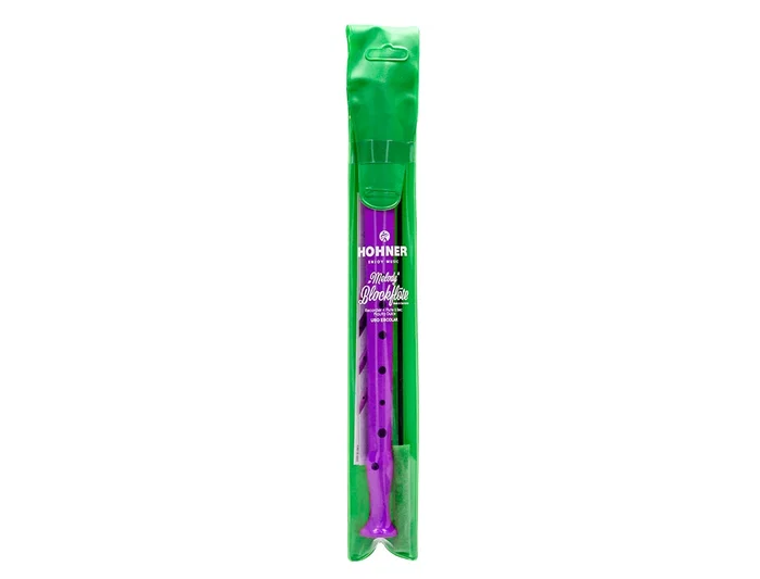 Hohner Flauta Dulce 9508 Soprano Do Violeta con Funda Verde y Transparente para Educación Musical