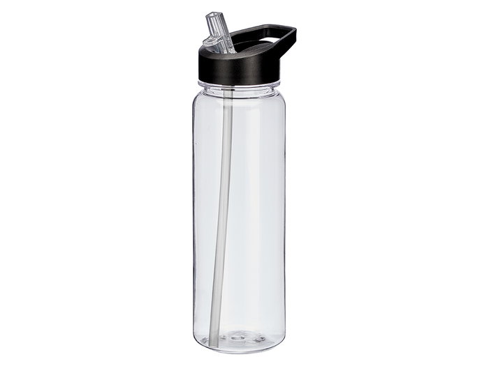 Leknes Botella Deportiva de Plástico PET 700 ml Negro/Transparente - Dimensiones: 8x24.5x7 cm (Set de 24)