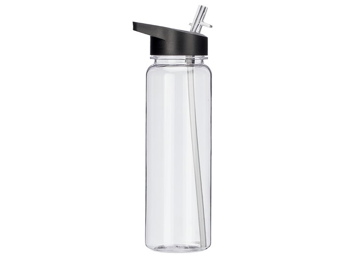 Leknes Botella Deportiva de Plástico PET 700 ml Negro/Transparente - Dimensiones: 8x24.5x7 cm (Set de 24)