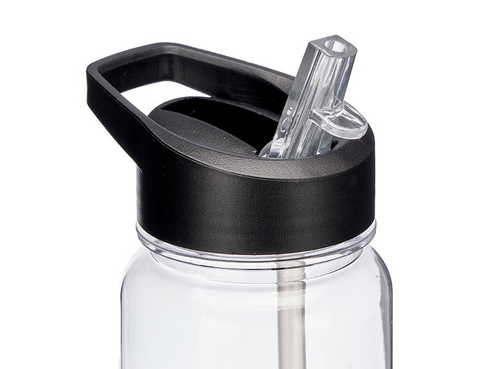 Leknes Botella Deportiva de Plástico PET 700 ml Negro/Transparente - Dimensiones: 8x24.5x7 cm (Set de 24)