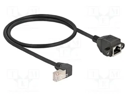 DeLOCK Cable de extensión de red Cat.6A S/FTP RJ45 macho 90° a hembra 0,5 m negro