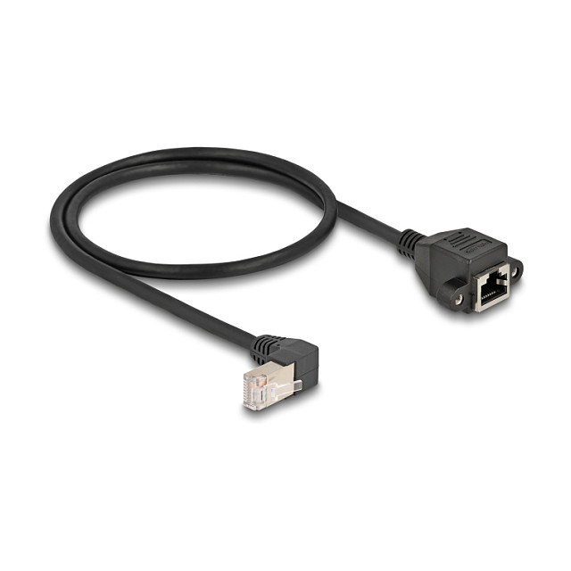 DeLOCK Cable de extensión de red Cat.6A S/FTP RJ45 90° a RJ45 0,5 m Negro DeLOCK Cable de extensión de red Cat.6A S/FTP RJ45 90° a RJ45 0,5 m Negro