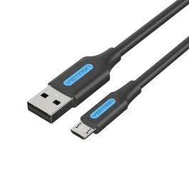 Vention Cable USB 2.0 COLBI USB A Macho a Micro-USB B Macho para Carga y Datos (480 Mbps), Longitud 3m, Color Negro y Plata