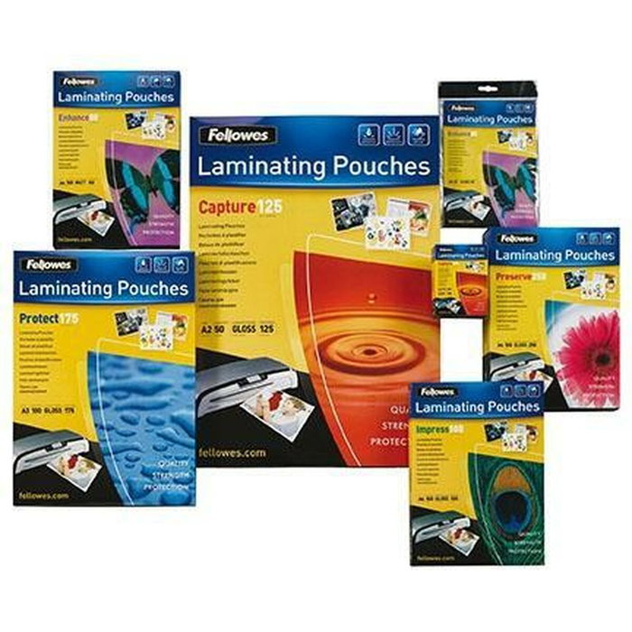 Fellowes Fundas de plastificar brillo 125 micras 60x90mm pack de 100 Fellowes Fundas de plastificar brillo 125 micras 60x90mm pack de 100