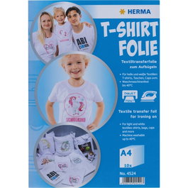 Herma Película para Camisetas A4 para Textiles Claros y Blancos, 10 Hojas