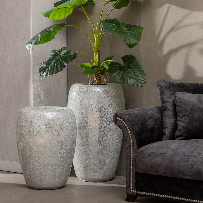 Jarrón Blanco Fibra de Vidrio Decoración 46 X 46 X 91 cm