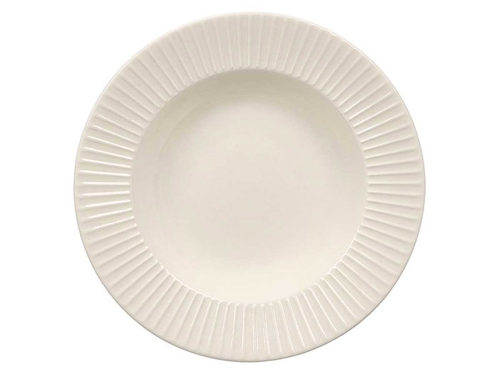 VESSIA Plato hondo de porcelana relieve rayas blanco 22cm