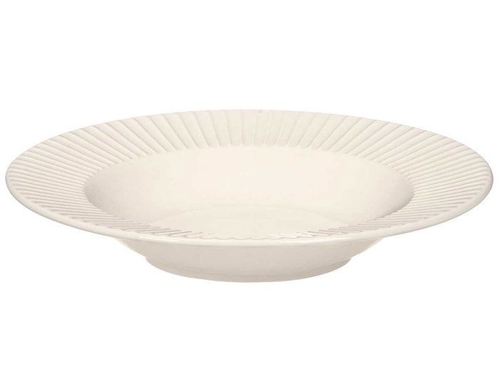 VESSIA Plato hondo de porcelana relieve rayas blanco 22cm