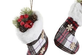 DKD Home Decor Decoracion Colgante Navidad Tradicional Rojo Verde Poliester 10 x 3 x 23 cm (12 Unidades)