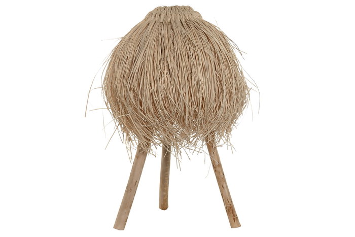 DKD Home Decor Lámpara Sobremesa Natural Ratán y Madera 45 x 53 x 45 cm