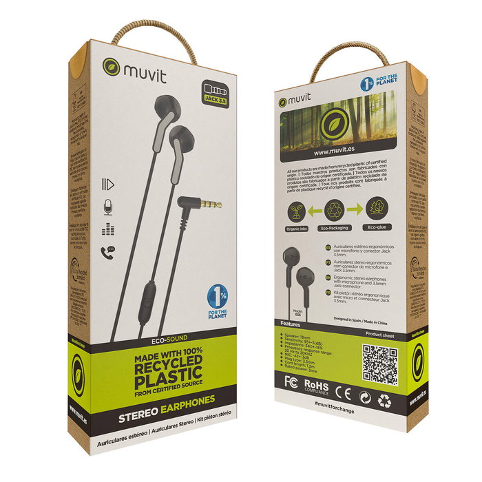 Muvit For Change Auriculares E56 Negro Muvit For Change Auriculares E56 Negro