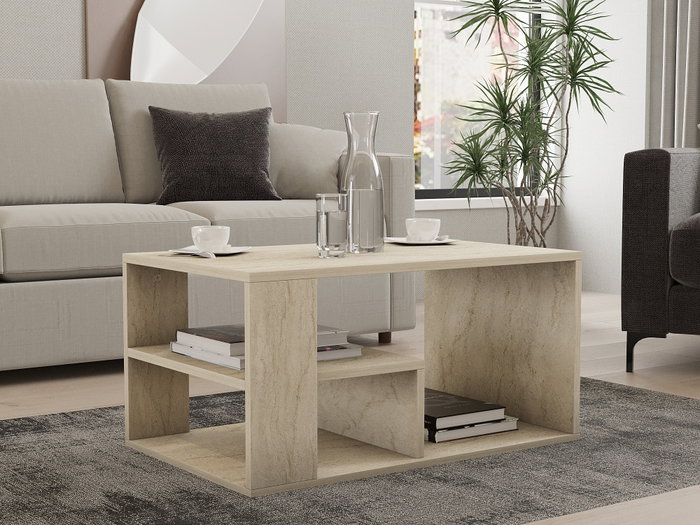 Mesa de Centro Rectangular Travertino 80 x 50 x 40 cm