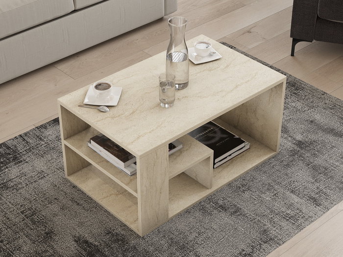 Mesa de Centro Rectangular Travertino 80 x 50 x 40 cm