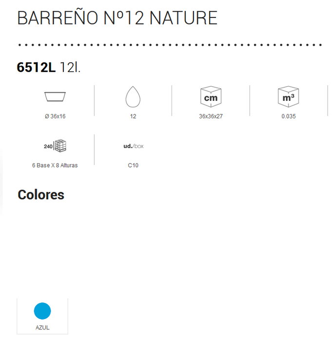 Plastiken Barreño 12 L Nº 12 Azul Nature