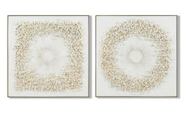 DKD Home Decor Cuadro Lienzo Círculo Blanco Surtido de 2 Unidades