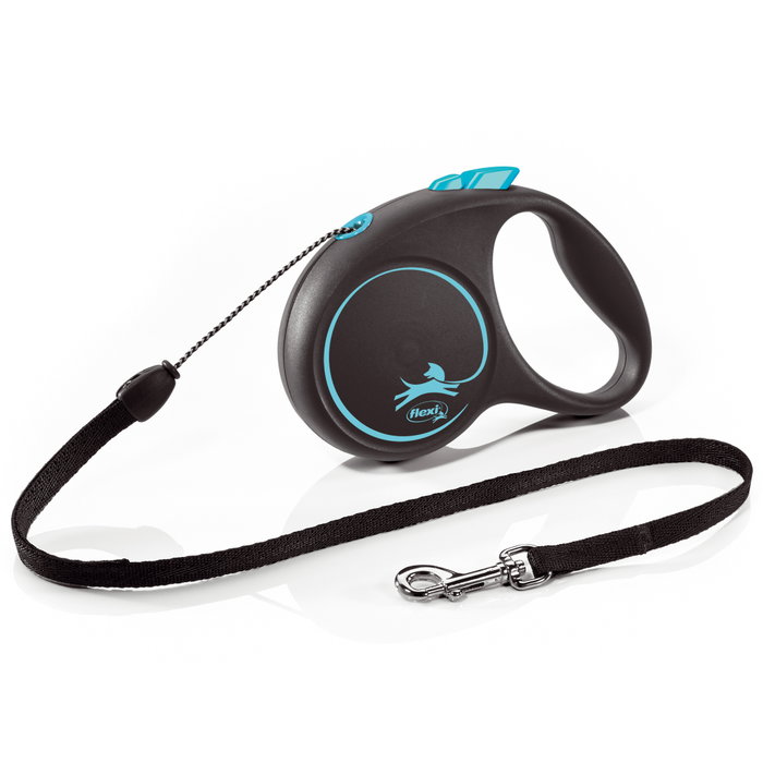 Flexi Black Design Correa Extensible con Cordón, 5m, Azul, Talla S hasta 12kg Flexi Black Design Correa Extensible con Cordón, 5m, Azul, Talla S hasta 12kg