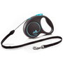 Flexi Black Design Correa Extensible con Cordón, 5m, Azul, Talla S hasta 12kg