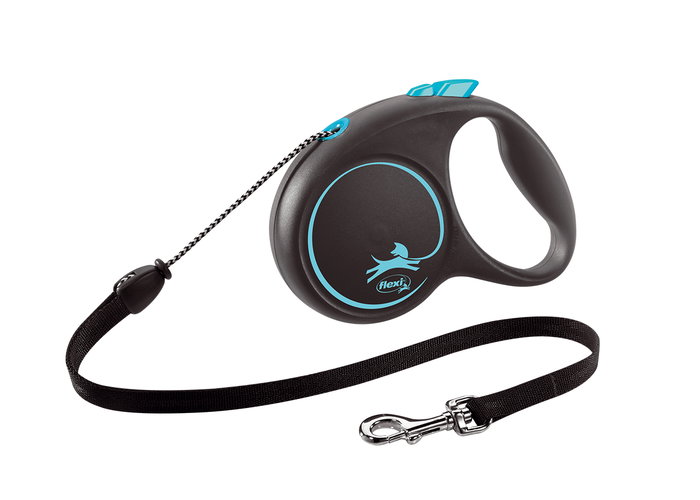 Flexi Black Design Correa Extensible con Cordón, 5m, Azul, Talla S hasta 12kg Flexi Black Design Correa Extensible con Cordón, 5m, Azul, Talla S hasta 12kg