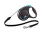 Flexi Black Design Correa Extensible con Cordón, 5m, Azul, Talla S hasta 12kg