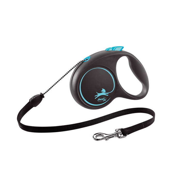 Flexi Black Design Correa Extensible con Cordón, 5m, Azul, Talla S hasta 12kg Flexi Black Design Correa Extensible con Cordón, 5m, Azul, Talla S hasta 12kg