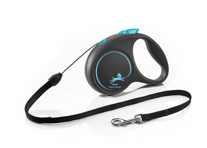 Flexi Black Design Correa Extensible con Cordón, 5m, Azul, Talla S hasta 12kg Flexi Black Design Correa Extensible con Cordón, 5m, Azul, Talla S hasta 12kg