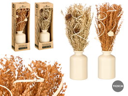 Giftdecor Florero Alto Pequeño Surtido Colores Natural y Ocre 10x25x10 cm Ceramica Materia Vegetal (Set de 18)