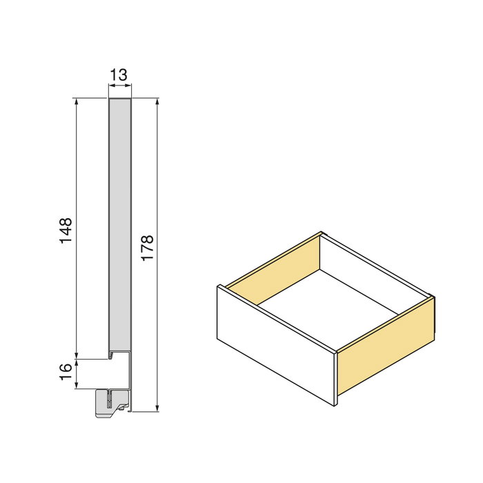 Emuca Cajón exterior Protone 30kg con guías de extracción total y cierre suave, Altura 178mm, profundidad 400mm, Acero, Pintado blanco