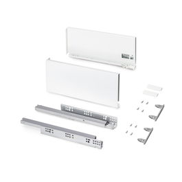 Emuca Cajón exterior Protone 30kg con guías de extracción total y cierre suave, Altura 178mm, profundidad 400mm, Acero, Pintado blanco