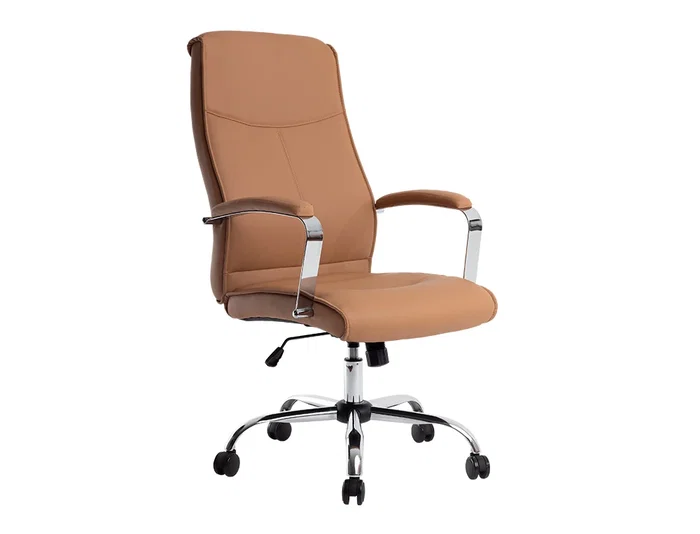 Q-connect Silla de Dirección Premium en Similpiel Color Crema, Base Metálica, Ruedas Suaves, Altura Ajustable - Máximo Confort y Elegancia para tu Oficina Moderna.