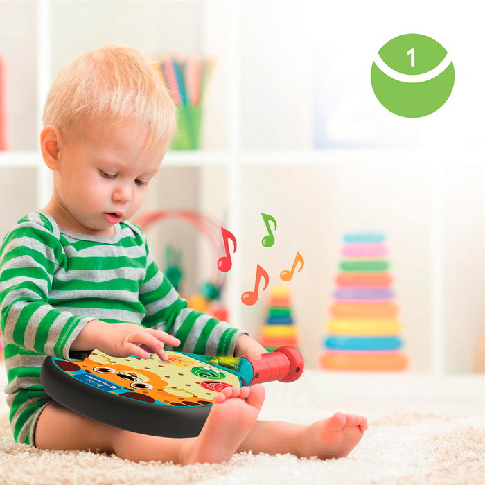 Clementoni Raqueta de Padel Interactiva Centro de Actividades 17590 con Canciones y Sonidos, Aprende Números y Primeras Palabras para Bebés +12 Meses