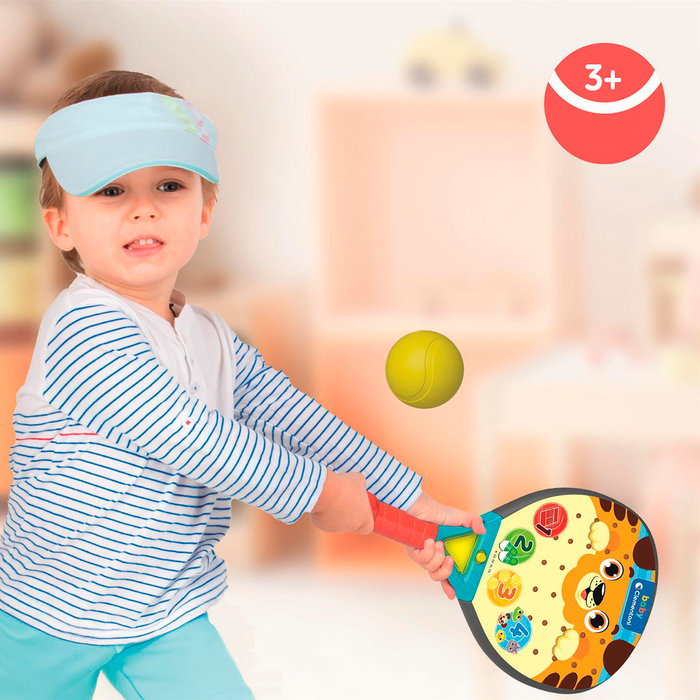 Clementoni Raqueta de Padel Interactiva Centro de Actividades 17590 con Canciones y Sonidos, Aprende Números y Primeras Palabras para Bebés +12 Meses