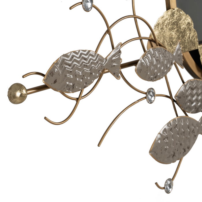 Mural Pared Espejo Gris-Oro Metal 102,90 X 5,70 X 55,90 cm