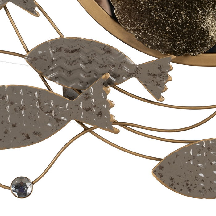 Mural Pared Espejo Gris-Oro Metal 102,90 X 5,70 X 55,90 cm