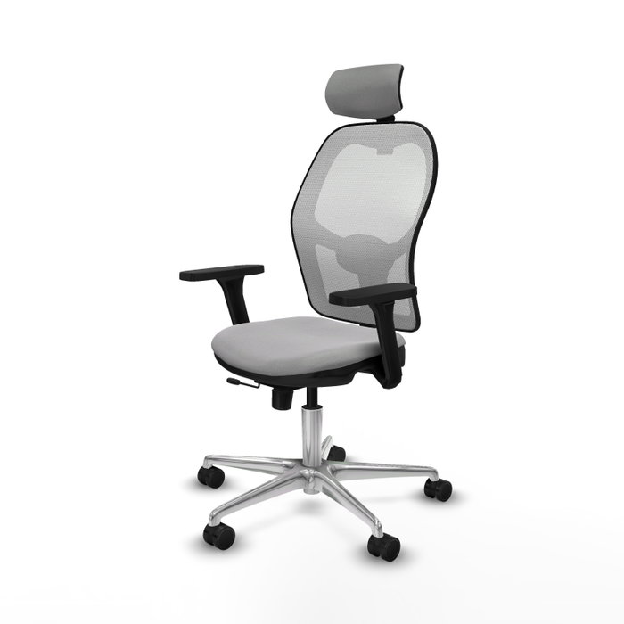 PIQUERAS Y CRESPO Silla de oficina Jorquera con mecanismo Sincro/Traslack, Gris claro y Blanco