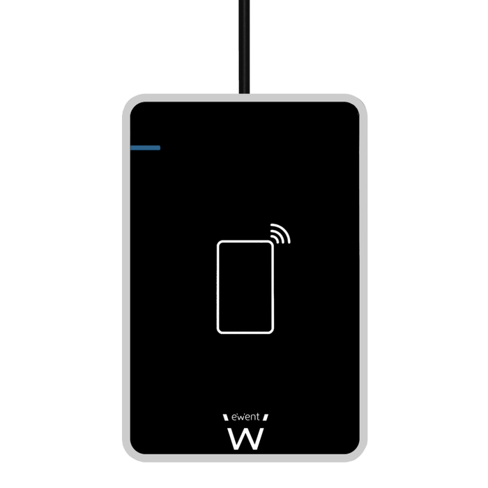 EWENT EW1053 Lector de Tarjetas Inteligentes sin Contacto USB Negro Compatible con NFC, DNI, Tarjeta Sanitaria, CNS-CR