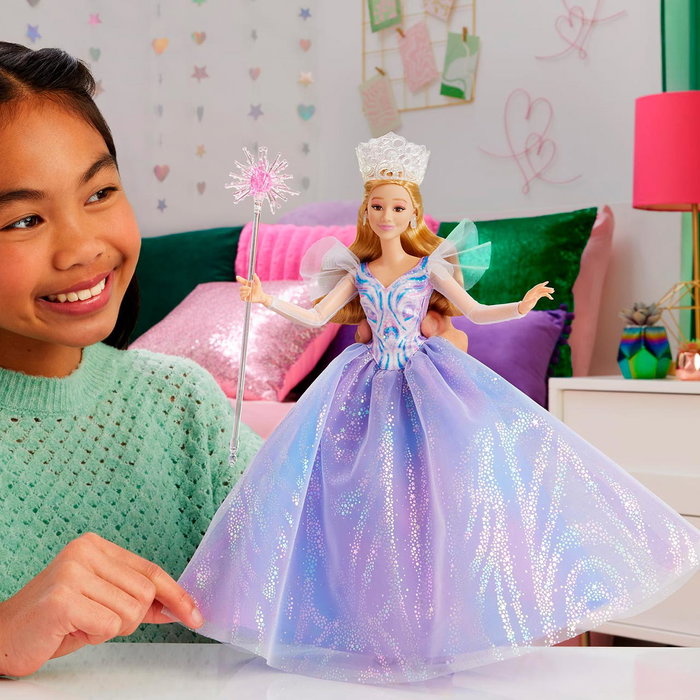 Mattel Jfm13 Muñeca Colección Glinda Upland Wicked 2 Universal Pictures, Vestido Organza, Varita, Tiara, Tacones, 11 Puntos Articulación para +6 Años